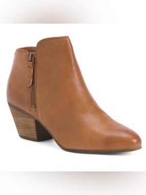 Frye Judith Double Zip Booties Cognac Leather Size 7.5